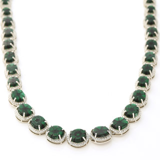 00195 PT Trapiche Emerald Necklace E 24.30ct