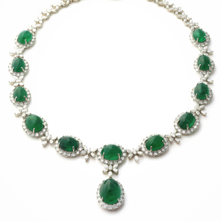 00226 PT エメラルド ネックレス PT Emerald Necklace JGGL E92.48ct D29.07ct