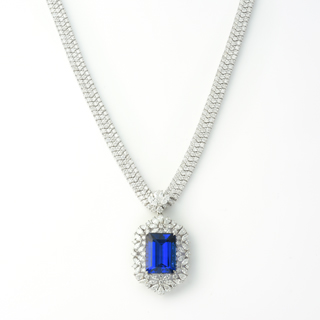 00231 PT/K18WG ノーヒートタンザナイト ネックレス ICA Gem Lab Unheated Tanzanite Necklace T14.70ct, D3.81ct  Necklace D17.62ct（K18WG）