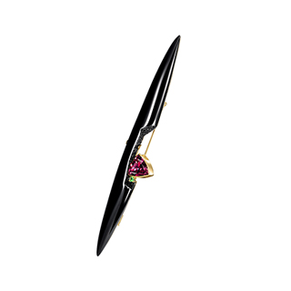 85758 K18 オニキス・ガーネット ブローチ G9.41ct