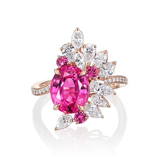 00272 K18PG ノーヒートスピネル リング S2.94ct D0.21ct Unheated / Tanzania Mahen