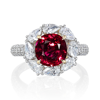 00785 Pt/K18 ノーヒートピジョンブラッド ルビー リング R3.26ct SSEF Unheated / Vietnam